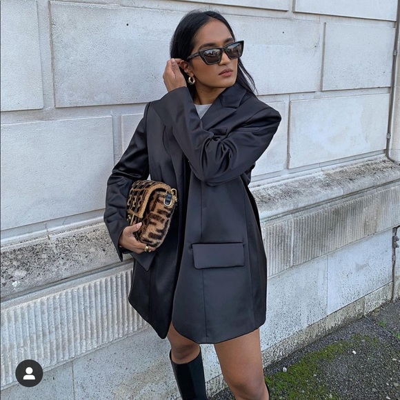 Zara Limited Edition Satin Blazer - Black - Picture 5 of 12